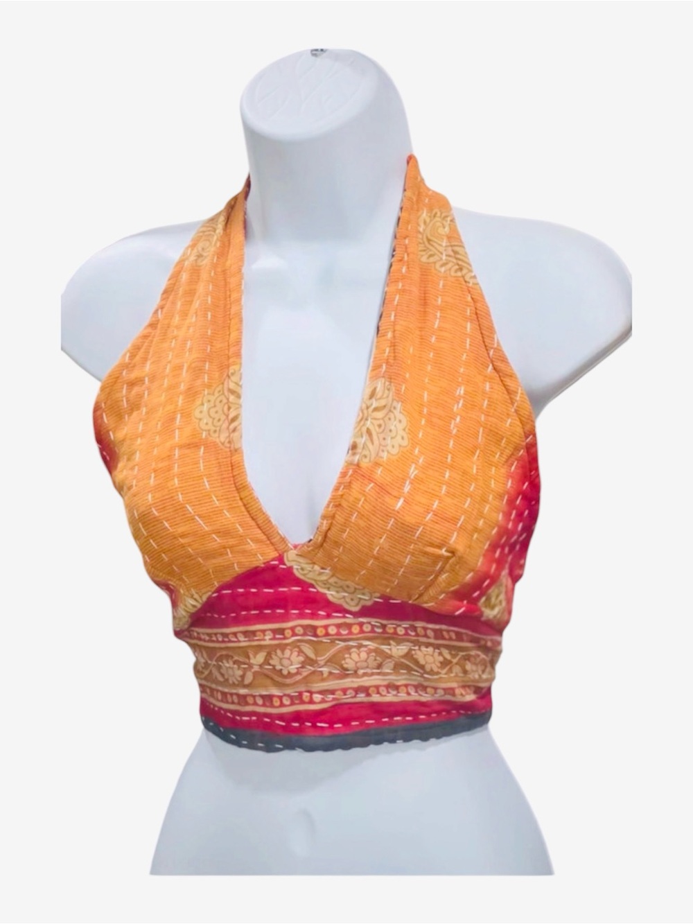 Karma Nepal Crafts Kantha Boho Halter Top OS - Picture 7 of 13